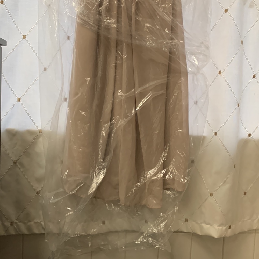 David’s Bridal Strapless Chiffon Dress with Pleated Bodice- Dry Cleaned - Picture 7 of 10